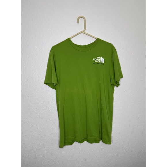VTG The North Face Shirt Men’s M Green Short Sleeve Spell Out Mount Everest - Picture 1 of 15